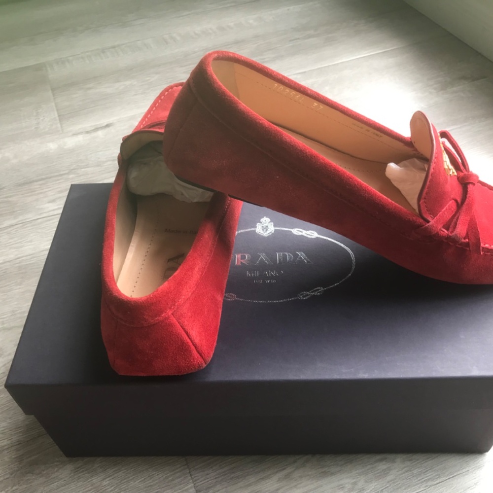 Brick Red Prada Driving Shoe - Loafers - Picture 4 of 12